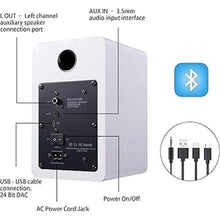 Load image into Gallery viewer, SW208 3&quot; Active Bluetooth 5.0 Bookshelf Speakers – 60W Carbon Fiber Speaker Unit - Built-in 24bit DAC Dynamic 3D Surround Sound 2.0 Computer PC Monitor Gaming (Pair, White)
