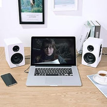 Load image into Gallery viewer, SW208 3&quot; Active Bluetooth 5.0 Bookshelf Speakers – 60W Carbon Fiber Speaker Unit - Built-in 24bit DAC Dynamic 3D Surround Sound 2.0 Computer PC Monitor Gaming (Pair, White)
