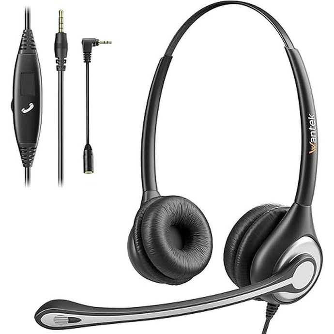 Cell Phone Headset with Microphone Noise Cancelling & Call Controls, 3.5mm Computer Headphones for Samsung PC Business Skype Softphone Call Center Office, Clear Chat, Ultra Comfort