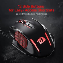 Load image into Gallery viewer, Redragon M913 Impact Elite Wireless Gaming Mouse, 16000 DPI Wired/Wireless RGB Mouse with 16 Programmable Buttons, 45 Hr Battery and Pro Optical Sensor, 12 Side Buttons MMO Mous
