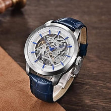 Load image into Gallery viewer, Automatic Mens Watches Skeleton Mechanical Wrist Watch for Men Waterproof Genuine Leather Watchband Luxury Self-Winding Stainless Steel Analog Watch for Men Collection PAGANI DESIGN (blue silver 1638)
