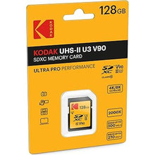Load image into Gallery viewer, Kodak 128GB UHS-II U3 V90 Ultra Pro SDXC Memory Card - Up to 3000MB/s Read Speed and 270MB/s Write Speed
