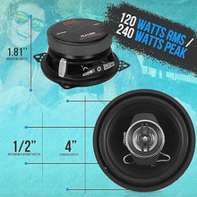 Load image into Gallery viewer, Pyle 2-Way Universal Car Stereo Speakers - 240W 4&quot; Coaxial Loud Pro Audio Car Speaker Universal OEM Quick Replacement Component Speaker Vehicle Door/Side Panel Mount Compatible PL412BK (Pair), Black
