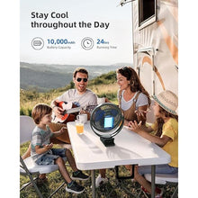 Load image into Gallery viewer, Koonie 10000mAh Rechargeable Portable Fan, 8-Inch Battery Operated Small Clip on Fan, USB Car Fan 4 Speeds, Sturdy Clamp for Office Desk Golf Cart Stroller Outdoor Travel Camping Tent Gym Treadmill

