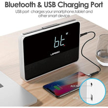 Load image into Gallery viewer, Alarm Clock Radio Bluetooth V5.2 Speaker with HD Sound and Bass,Blue Display with auto Dimmer,Snooze,Sleep Timer,Adjustable Volume,5V1A USB Charging Port
