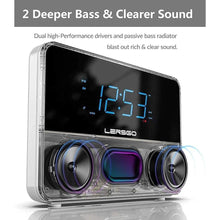 Load image into Gallery viewer, Alarm Clock Radio Bluetooth V5.2 Speaker with HD Sound and Bass,Blue Display with auto Dimmer,Snooze,Sleep Timer,Adjustable Volume,5V1A USB Charging Port
