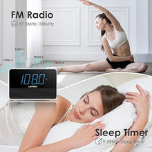 Load image into Gallery viewer, Alarm Clock Radio Bluetooth V5.2 Speaker with HD Sound and Bass,Blue Display with auto Dimmer,Snooze,Sleep Timer,Adjustable Volume,5V1A USB Charging Port

