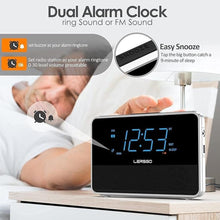 Load image into Gallery viewer, Alarm Clock Radio Bluetooth V5.2 Speaker with HD Sound and Bass,Blue Display with auto Dimmer,Snooze,Sleep Timer,Adjustable Volume,5V1A USB Charging Port
