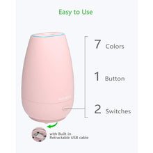Load image into Gallery viewer, SOICARE Car Diffuser,Small Portable Car Essential Oil Diffuser with Built-in USB Cable,Mini Aromatherapy Diffuser for Travel/Office/Home (Pink)
