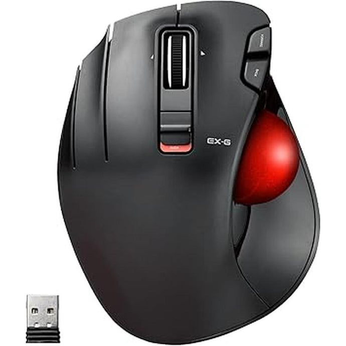 ELECOM EX-G Left Handed Trackball Mouse, 2.4 GHz USB Wireless, Ergonomic, Thumb Control, Tracking Roller Ball, 6 Programmable Buttons, Tilt Scroll