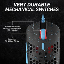 Load image into Gallery viewer, HK Gaming Mira S Ultra Lightweight RGB Gaming Mouse | Honeycomb Shell | 61 Grams | max 12000 cpi | USB Wired | 6 programmable Buttons | On-Board Memory | Anti Slip Grips | Mira-S Blue Phantom
