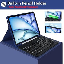 Load image into Gallery viewer, KBCASE for iPad Air 11 inch (M2) 2024 Case with Keyboard, Keyboard Case for iPad Air 5th/4th Generation/for iPad Pro 11 2018, Detachable Bluetooth Keyboard Tablet Case with Pencil Holder(Dark Blue)
