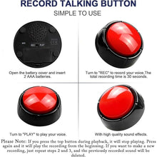 Load image into Gallery viewer, Recordable Talking Button 30 Seconds Record Button Easy Button Answer Buzzers Custom Sound Button for Communication Study Office Home Game Gift(Batteries Included)

