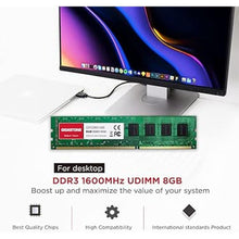 Load image into Gallery viewer, ?DDR3 RAM? GIGASTONE 16GB Kit (2x8GB) DDR3/DDR3L 1600MHz (1333MHz) PC3-12800 (PC3-10600) CL11 1.35V/1.5V 2Rx8 UDIMM 240 Pin Unbuffered Non ECC High Performance PC Desktop Memory Upgrade
