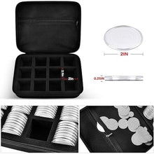 Load image into Gallery viewer, PAIYULE 96 Pieces 46mm Coin Capsules, with Foam Gasket and Plastic Storage Organizer Box, 6 Sizes (20/25/27/30/38/46mm) Coins Collector Case Holder for Coin Collection Supplies
