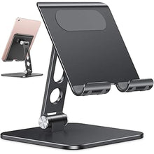 Load image into Gallery viewer, OMOTON Upgraded Adjustable Tablet Stand Holder, Heavy Duty Foldable Portable Monitor Stand, Travel Essentials for iPad Pro/Air/Mini, Surface Pro, 4.7''-15.6', Black
