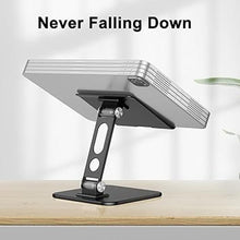 Load image into Gallery viewer, OMOTON Upgraded Adjustable Tablet Stand Holder, Heavy Duty Foldable Portable Monitor Stand, Travel Essentials for iPad Pro/Air/Mini, Surface Pro, 4.7''-15.6', Black
