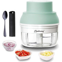 Load image into Gallery viewer, Electric Garlic Chopper Mini, Garlic Masher Crusher, Food Processor Small with Garlic Peeler And Spoon (100ML/3.3FL OZ, Green) 3.1 * 3.1 * 3.9 IN
