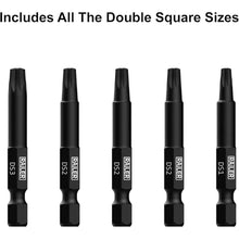 Load image into Gallery viewer, Railer Double Square 8 Point Star Bit Set, 5pc S2 Steel 2 Inch 8 Spline Fastener Drive Bit Set with Storage Bit Holder
