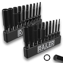 Load image into Gallery viewer, Hex Bit Set, Railer 20-PC Hex Head Allen Wrench Screwdriver SAE &amp; MM Hex Bit Set. S2 Steel Impact Driver 2" Hex Bits for Furniture Screws
