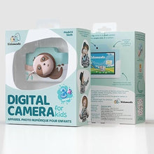 Load image into Gallery viewer, Kidamento Kids Digital Camera &amp; Video Camcorder with Touchscreen, Soft Silicone Casing, Detachable Lens Cap, 32GB Memory Card - Model K Zippy The Sloth
