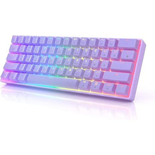 Load image into Gallery viewer, HK GAMING GK61s Mechanical Gaming Keyboard - 61 Keys Multi Color RGB Illuminated LED Backlit Wired Programmable for PC/Mac Gamer (Gateron Mechanical Blue, Lavender)
