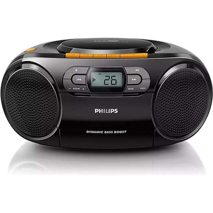 Philips Boombox Portable CD Player - Portable MP3 Player and Cassette Tape Player, Boom Box Compact Stereo Sound System with Dynamic Bass Boost, Take Your Music Outside with USB HiFi Music Player