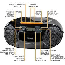 Load image into Gallery viewer, Philips Boombox Portable CD Player - Portable MP3 Player and Cassette Tape Player, Boom Box Compact Stereo Sound System with Dynamic Bass Boost, Take Your Music Outside with USB HiFi Music Player
