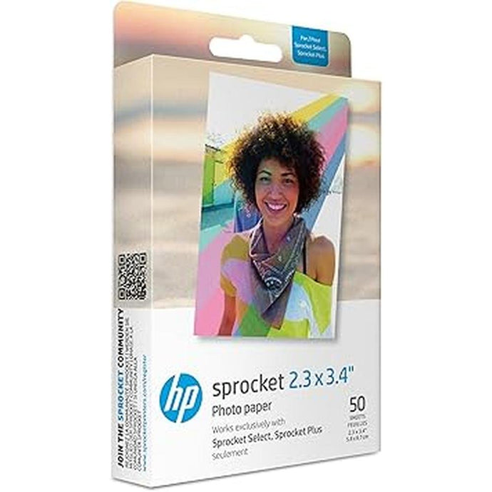 HP Sprocket 2.3 x 3.4 Premium Instant Zink Sticky Back Photo Paper (50 Sheets) Compatible with HP Sprocket Select and Plus Printers.