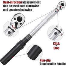 Load image into Gallery viewer, 3/8-Inch Drive Click Torque Wrench (10-100 ft.-lb./15-135 Nm) Dual-Direction Adjustable Torque Wrench Set
