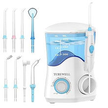 Load image into Gallery viewer, TUREWELL Water Dental Flosser for Teeth/Braces, Water Teeth Cleaner 8 Jet Tips and 10 Pressure Levels, 600ML Large Water Tank Oral Irrigator for Family(White)
