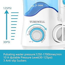 Load image into Gallery viewer, TUREWELL Water Dental Flosser for Teeth/Braces, Water Teeth Cleaner 8 Jet Tips and 10 Pressure Levels, 600ML Large Water Tank Oral Irrigator for Family(White)
