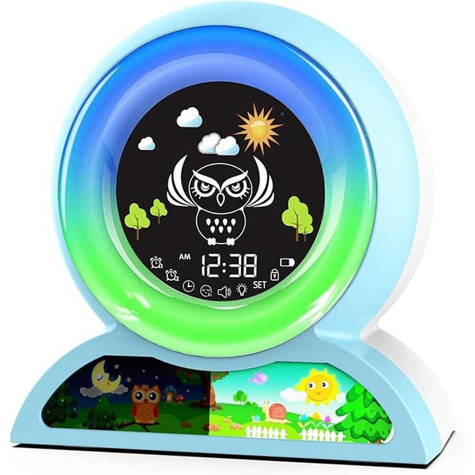 Kids Alarm Clock, Toddler Sleep Training Clock with Night Lights Sleep Sound Machine, Cute Okay to Wake Clock for Girls Boys Bedrooms