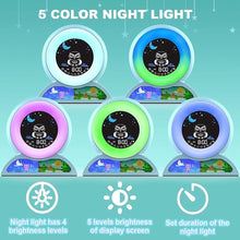 Load image into Gallery viewer, Kids Alarm Clock, Toddler Sleep Training Clock with Night Lights Sleep Sound Machine, Cute Okay to Wake Clock for Girls Boys Bedrooms
