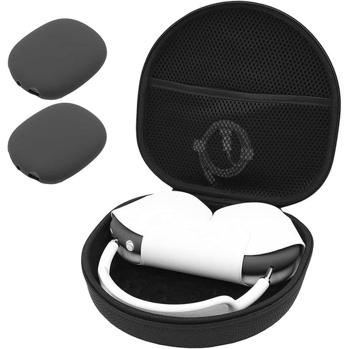 ProCase Hard Case for AirPods Max, Travel Carrying Headphone Case with Silicone Earpad Cover & Mesh Pocket, AirPods Max Protective Portable Storage Bag -Black