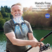 Load image into Gallery viewer, HandFan 10000mAh Portable Neck Fan Rechargeable, Wearable Personal Fans for Neck, Hands Free Necklace Fan Battery Operated, Neck Cooling Air Condition for Men Women Travel Hiking Cycling Outdoors
