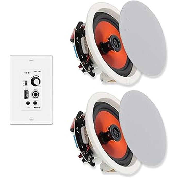 Herdio 6.5 Inch Ceiling Speakers Bluetooth (Pairs) 300 Watt Flush Mount in Wall Amplifier Receiver Suitable for Indoor Home & Covered Outdoor Porch