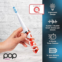 Load image into Gallery viewer, Pop Sonic Electric Toothbrush (Red Bubbles) - Travel Toothbrushes w/AAA Battery | Kids Electric Toothbrushes with 2 Speed &amp; 15,000-30,000 Strokes/Minute, Dupont Nylon Bristles
