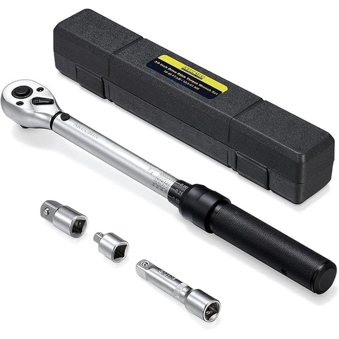 3/8-Inch Drive Click Torque Wrench Dual-Direction Adjustable Torque Wrench Set with Storage Case (10-45 ft.-lb./13.5-61 Nm)