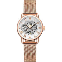 Load image into Gallery viewer, FORSINING New Women Fashion Skeleton Wristwatch Lady Casual Waterproof Self-Wind Mechanical Watch with Stainless Steel Mesh Band
