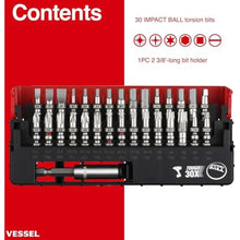 Load image into Gallery viewer, VESSEL IMPACT BALL™ Torsion Bit 30+1 PC. Set in SLIDE CASE No.IB31P02U Made in Japan by VESSEL
