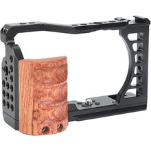 Load image into Gallery viewer, Vlog Camera Cage for A7C, Camera Video Stabilizer Shooting Cage Kit with Wooden Handle Grip, with 1/4in &amp; 3/8in Screw Hole and Cold Shoe Mount
