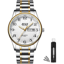Load image into Gallery viewer, BOSCK Men's Watch, 40 mm Analogue Waterproof Business Stainless Steel Wrist Watches with Date and Day Easy to Read Anti-Scratch Fashion Watch for Men, Gold-Silver, Bracelet
