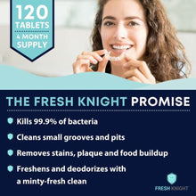 Load image into Gallery viewer, Retainer Cleaner Tablets 120 - Invisalign Cleaner FSA HSA Approved Denture Cleaner. Efferdent Retainer Cleaner Tablets, Night Guard, Mouth Guards, Aligners &amp; Dental Appliance Cleaner - 4 Month Supply.
