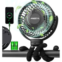 Load image into Gallery viewer, Portable Stroller Fan, Use As Power Bank, 65H 12000mAh Battery Operated Fan Flexible Tripod Baby Car Seat Fan with Timming, Personal Mini Handheld/Desk/Small Clip On Fans For Stroller, Beach, Camping
