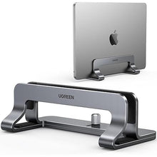 Load image into Gallery viewer, UGREEN Vertical Laptop Stand Holder for Desk Compatible with MacBook Pro, MacBook Air Stand Vertical Aluminum Adjustable for Up to 17.3 Inch Gaming Laptop, Gray

