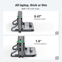Load image into Gallery viewer, UGREEN Vertical Laptop Stand Holder for Desk Compatible with MacBook Pro, MacBook Air Stand Vertical Aluminum Adjustable for Up to 17.3 Inch Gaming Laptop, Gray
