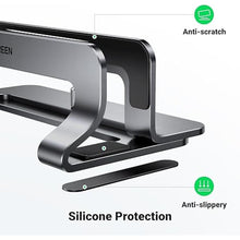 Load image into Gallery viewer, UGREEN Vertical Laptop Stand Holder for Desk Compatible with MacBook Pro, MacBook Air Stand Vertical Aluminum Adjustable for Up to 17.3 Inch Gaming Laptop, Gray
