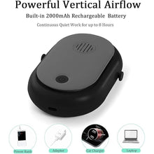 Load image into Gallery viewer, Portable Hanging Neck Fan Wearable Personal Fan Battery Operated USB Rechargeable 3 Speed Mini Handheld Air Conditioning Cooling Refrigeration Necklace Fan for Women Eyelash Camping Outdoor (black)
