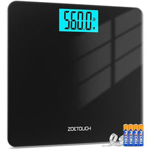 Load image into Gallery viewer, Scale for Body Weight 560lbs Digital High Capacity Bathroom Weighing Bath Scale for Heavy People Weigh Scale with Wide Platform Large LCD Display Batteries Included Black
